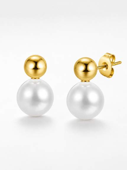 Сережки Shell Pearl Cплав з покриттям 18k золотом 250303-18К