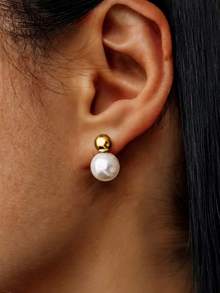 Сережки Shell Pearl Cплав з покриттям 18k золотом 250303-18К