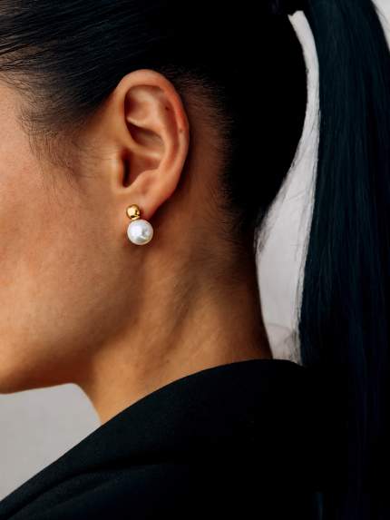 Сережки Shell Pearl Cплав з покриттям 18k золотом 250303-18К