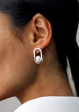 Сережки Shell Pearl Сплав з покриттям родієм 250307P