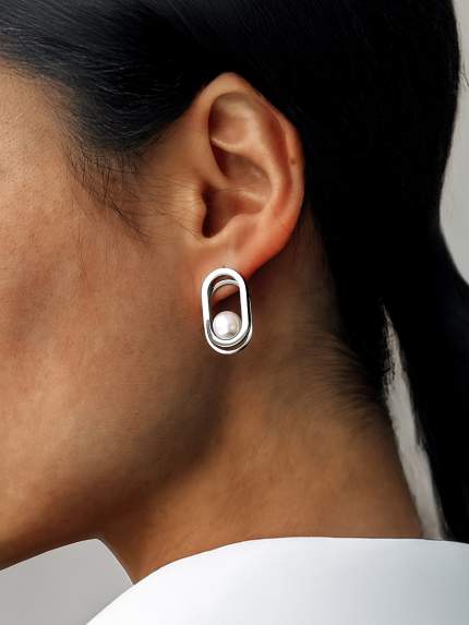 Сережки Shell Pearl Сплав з покриттям родієм 250307P