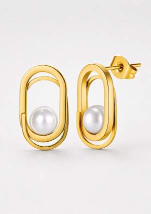 Сережки Shell Pearl Cплав з покриттям 18k золотом 250307-18K