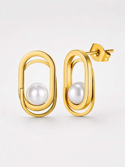 Сережки Shell Pearl Cплав з покриттям 18k золотом 250307-18K