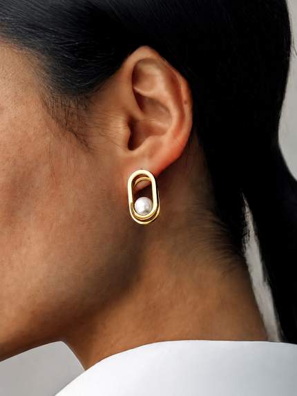 Сережки Shell Pearl Cплав з покриттям 18k золотом 250307-18K