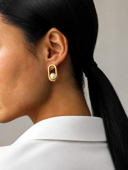 Сережки Shell Pearl Cплав з покриттям 18k золотом 250307-18K
