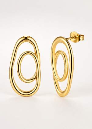 Сережки без вставок Cплав з покриттям 18k золотом 258313-18K