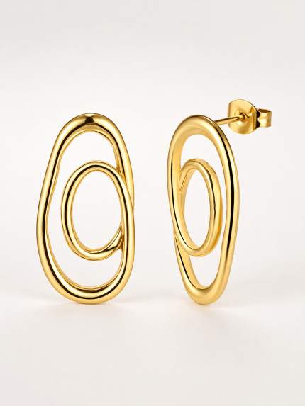 Сережки без вставок Cплав з покриттям 18k золотом 258313-18K