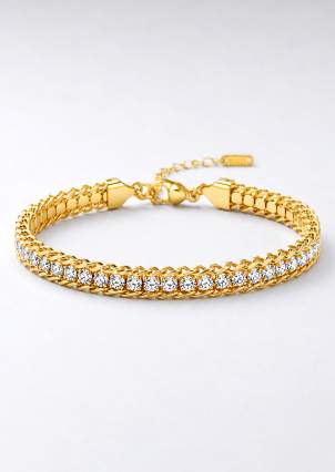Браслет фіаніт Cплав з покриттям 18k золотом 258308-18K