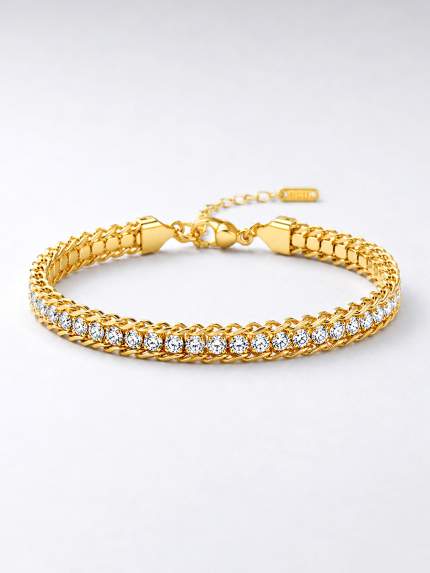 Браслет фіаніт Cплав з покриттям 18k золотом 258308-18K